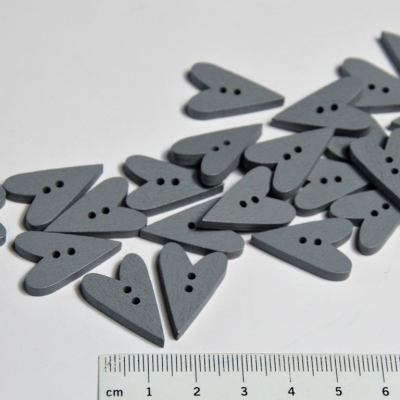 Holzknopf | HERZ | Grau